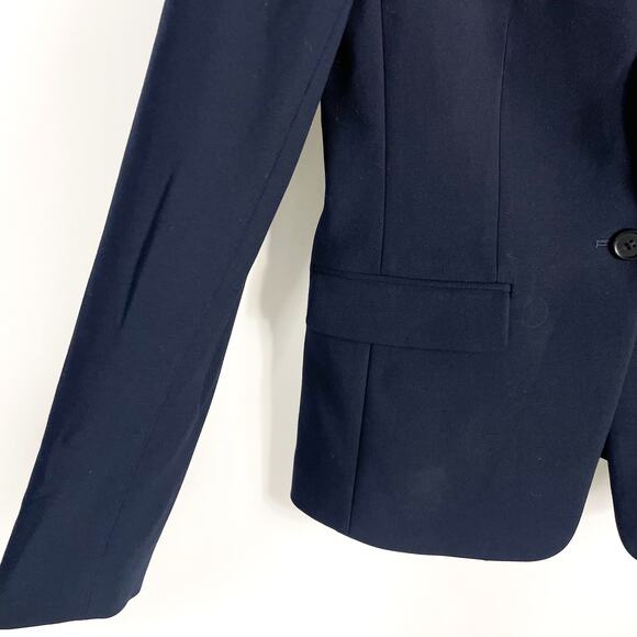 J Crew Regent Blazer Navy Blue Stretch Notch Collar Button Front Sz 4 TALL - Picture 6 of 12